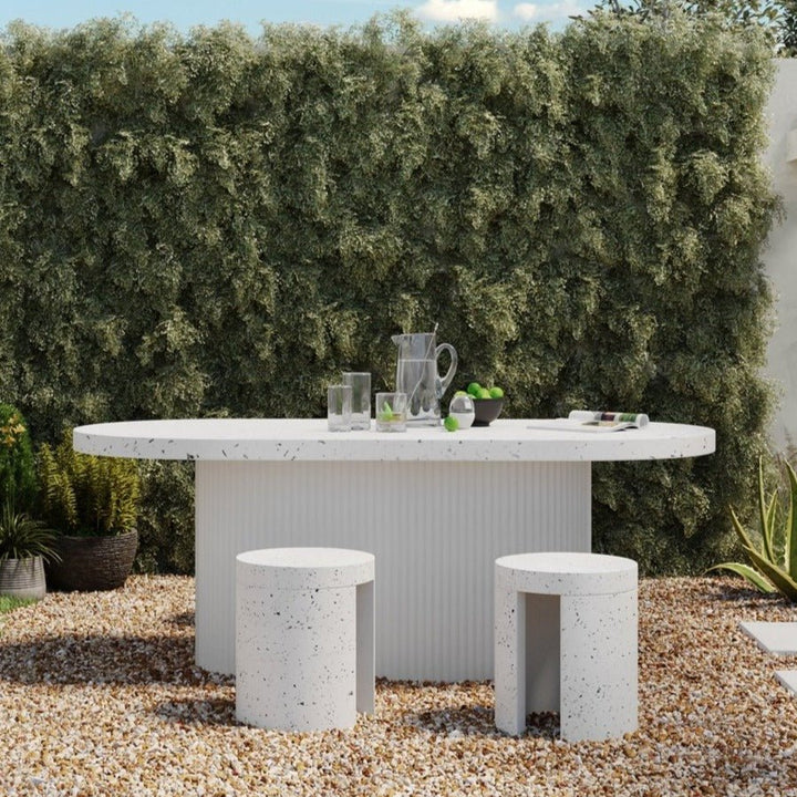 DECO WHITE TERRAZZO OUTDOOR DINING TABLE