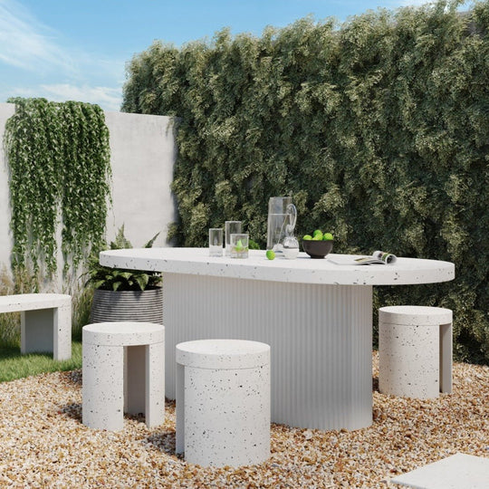 DECO WHITE TERRAZZO OUTDOOR DINING TABLE