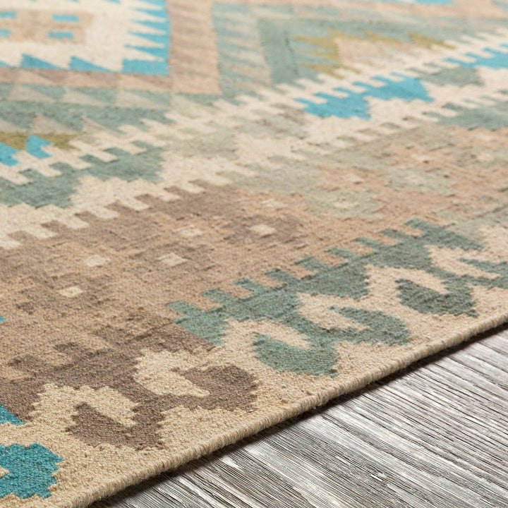 DEJA KILIM RUG: SAGE, MOSS, AQUA