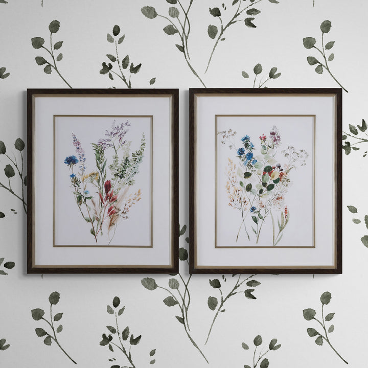 "DELICATE FLOWERS" GLASS FRAMED PRINTS | SET OF 2