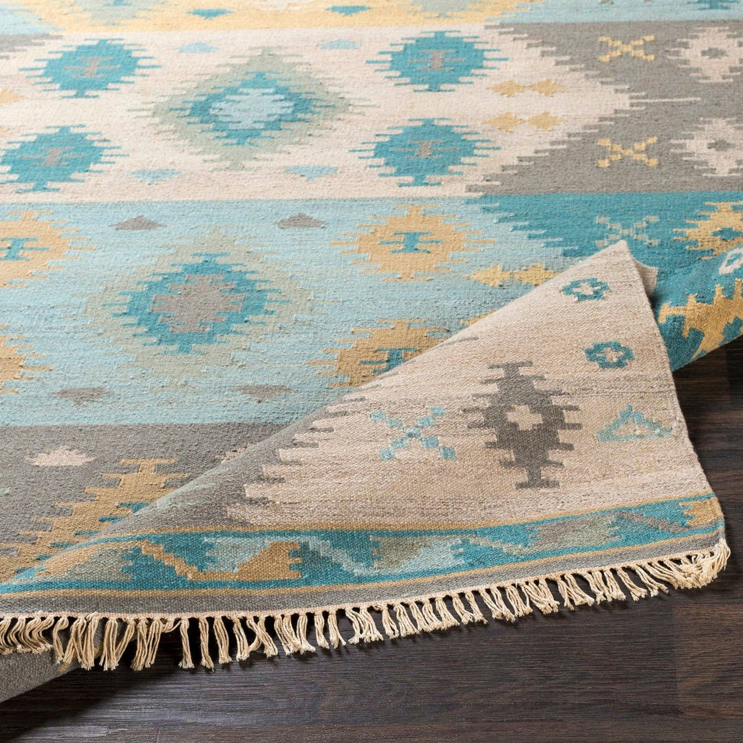 DELSIN KILIM RUG: AQUA, STONE