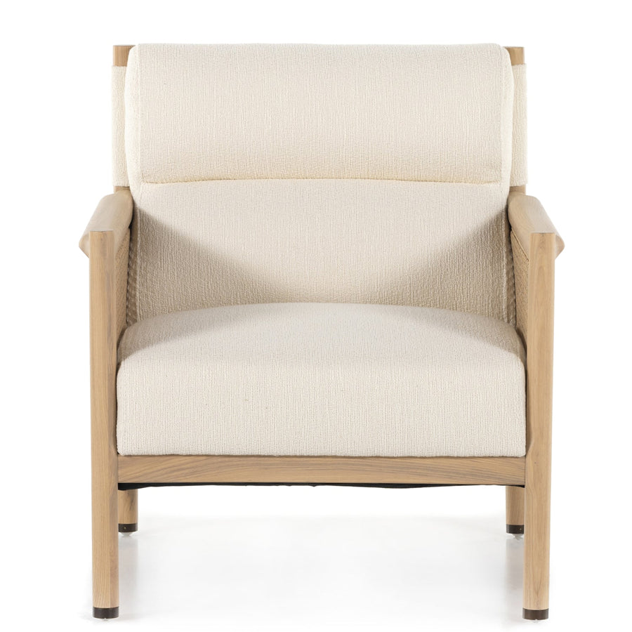 DEMPSEY CANE PANELED ARM CHAIR: IVORY