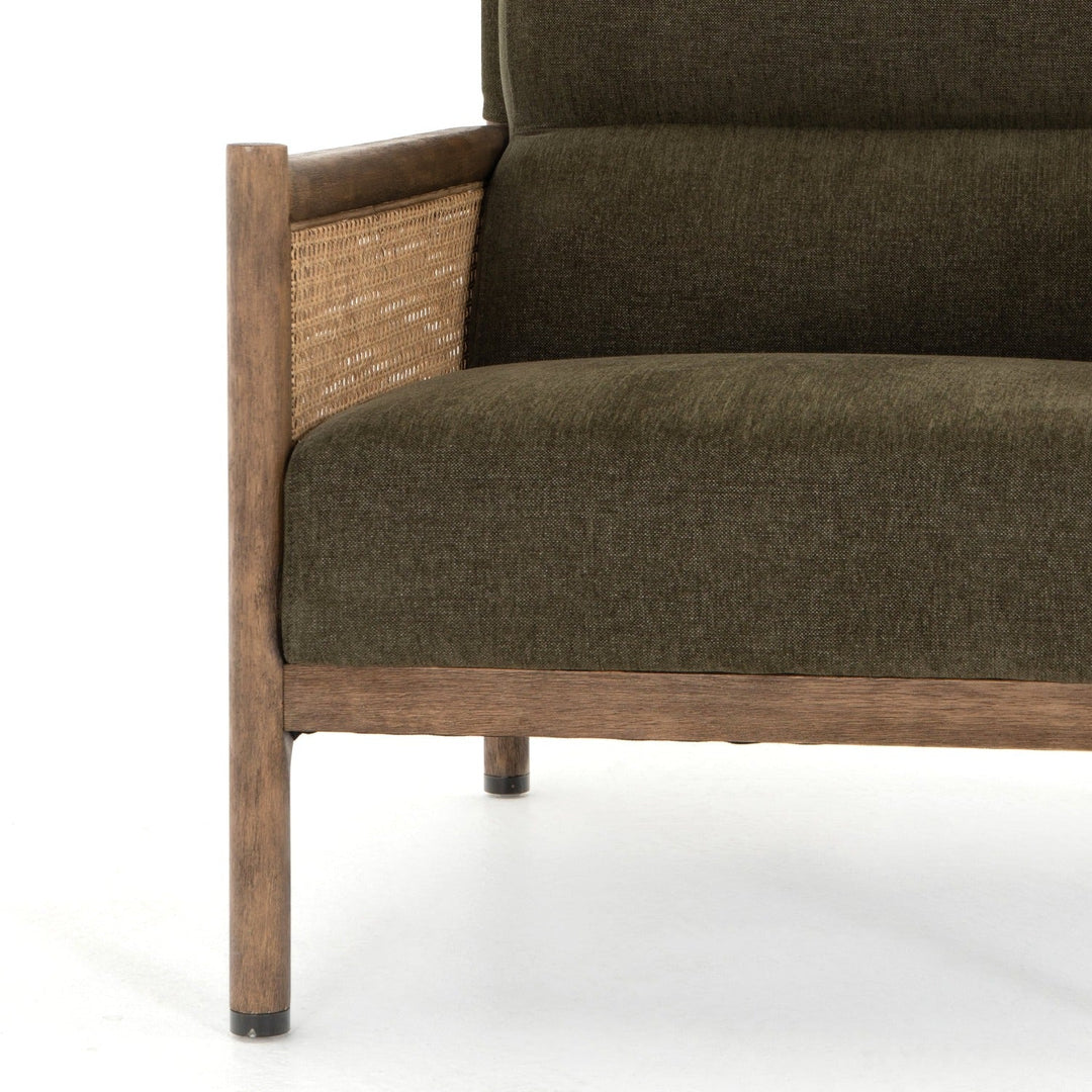 DEMPSEY CANE PANELED ARM CHAIR: OLIVE