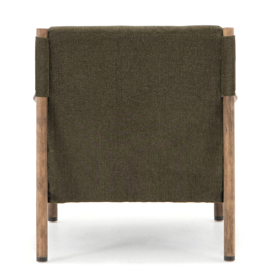 DEMPSEY CANE PANELED ARM CHAIR: OLIVE