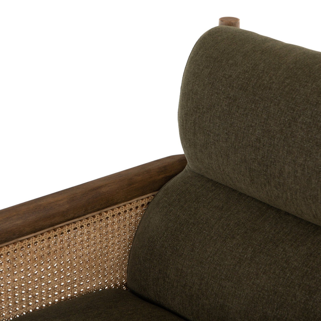 DEMPSEY CANE PANELED ARM CHAIR: OLIVE