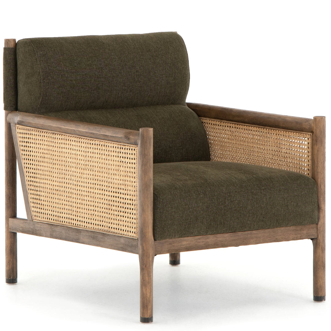 DEMPSEY CANE PANELED ARM CHAIR: OLIVE