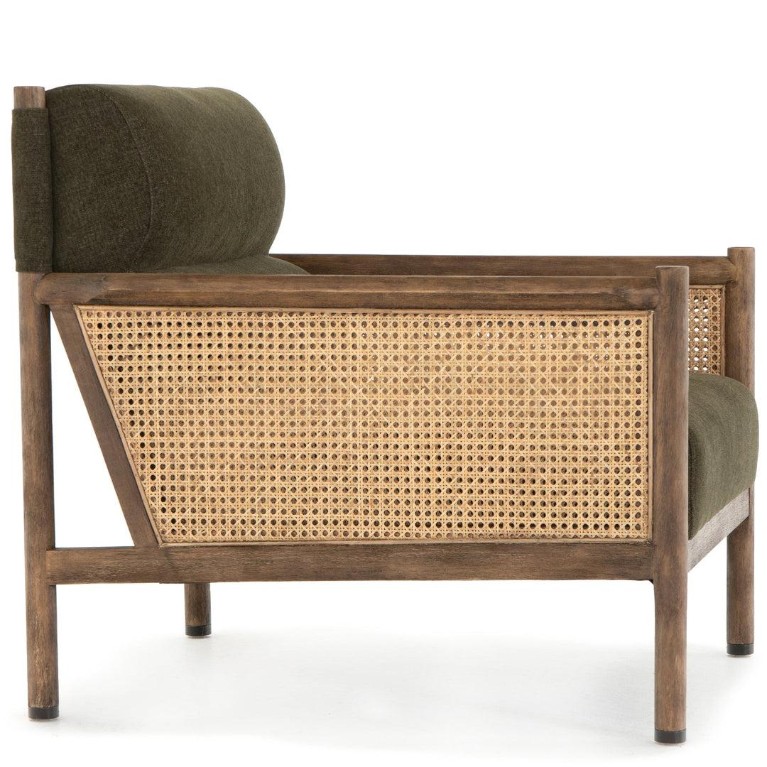 DEMPSEY CANE PANELED ARM CHAIR: OLIVE