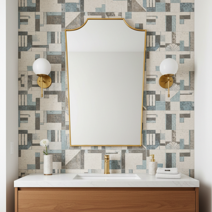 DEMURE ANTIQUE GOLD VANITY MIRROR