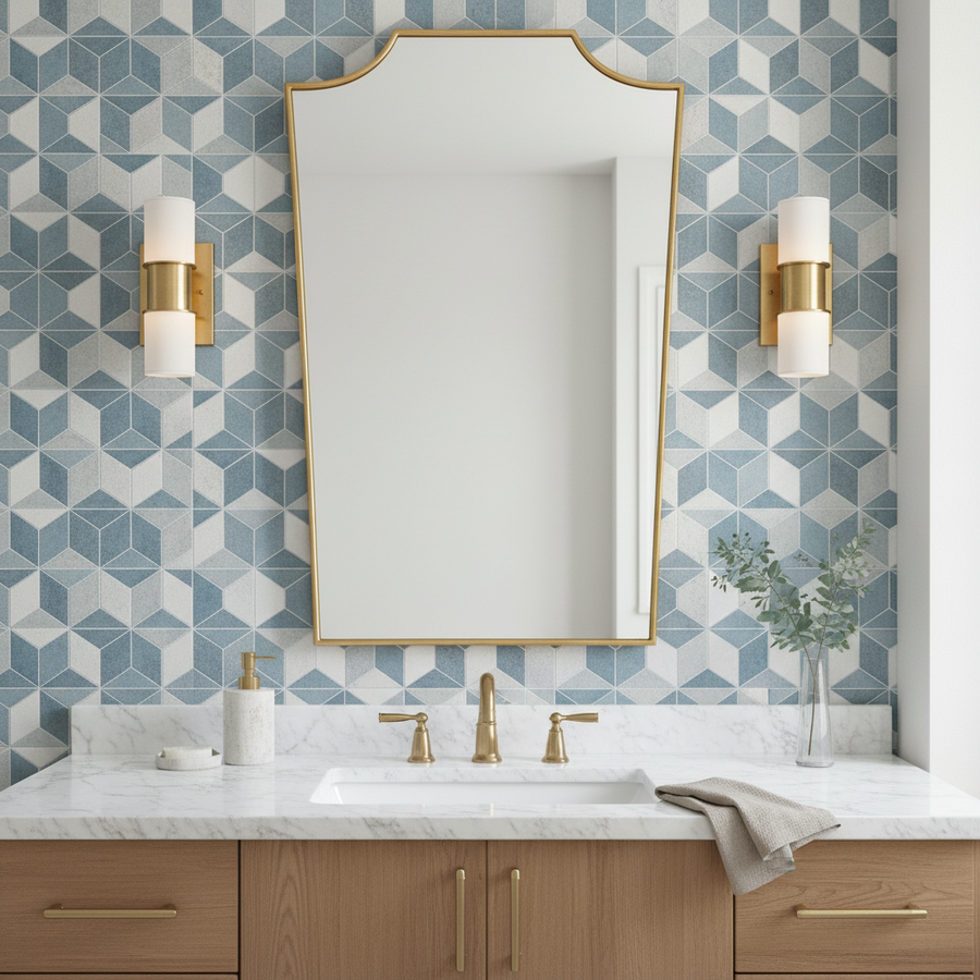 DEMURE ANTIQUE GOLD VANITY MIRROR