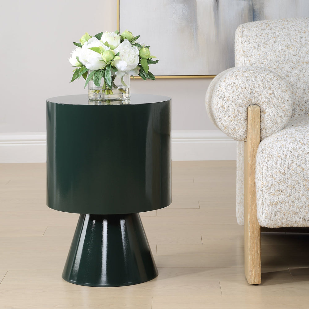 DENISON DARK GREEN LACQUER ACCENT TABLE