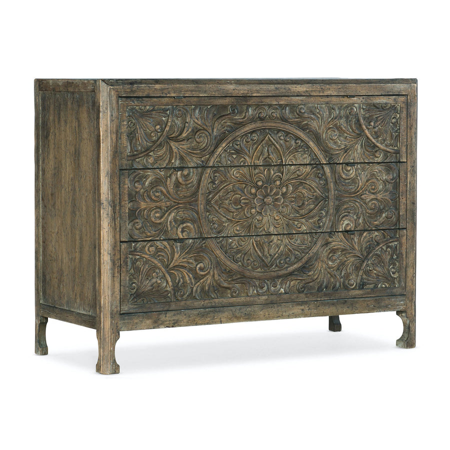 DHARMA RUSTIC CARVED WOOD ACCENT CHEST