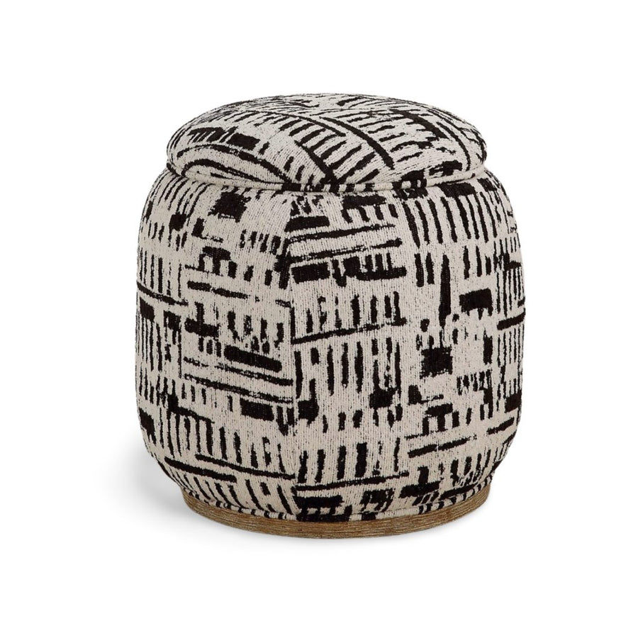 DIALOGUE BLACK & WHITE ABSTRACT STORAGE OTTOMAN