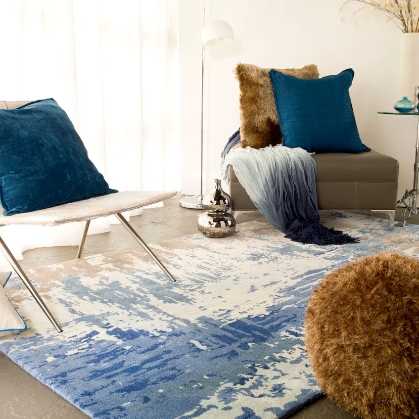 DIBA WOOL RUG: BLUE