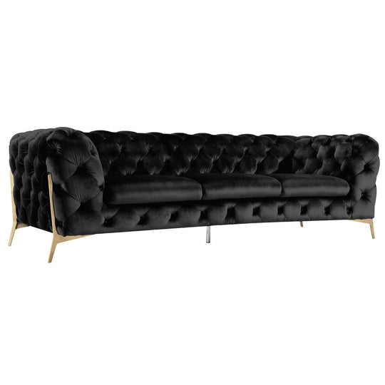 DIETRICH BUTTON TUFTED VELOUR SOFA: BLACK