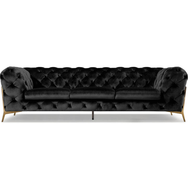 DIETRICH BUTTON TUFTED VELOUR SOFA: BLACK