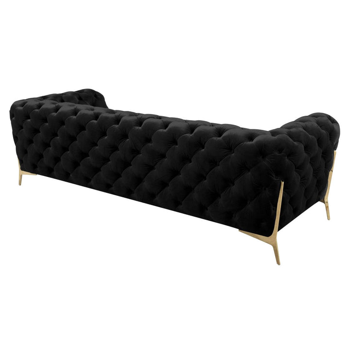 DIETRICH BUTTON TUFTED VELOUR SOFA: BLACK