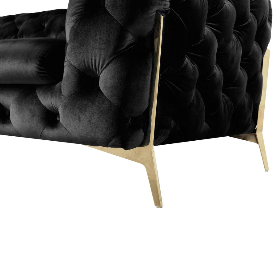 DIETRICH BUTTON TUFTED VELOUR SOFA: BLACK