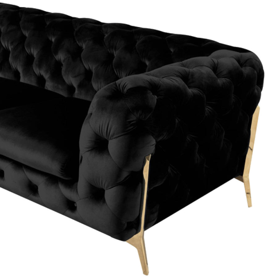 DIETRICH BUTTON TUFTED VELOUR SOFA: BLACK