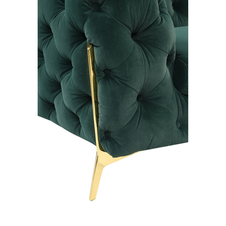 DIETRICH BUTTON TUFTED VELOUR SOFA: EMERALD GREEN