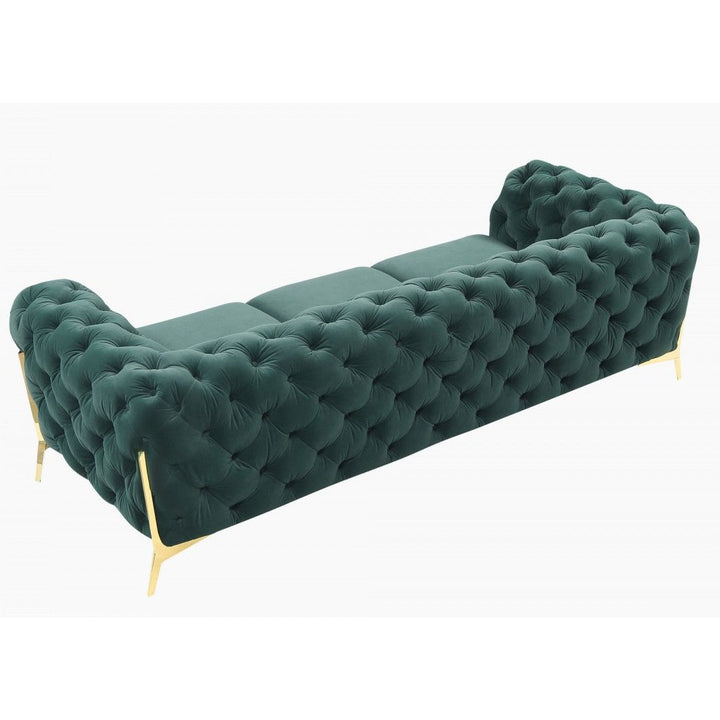 DIETRICH BUTTON TUFTED VELOUR SOFA: EMERALD GREEN