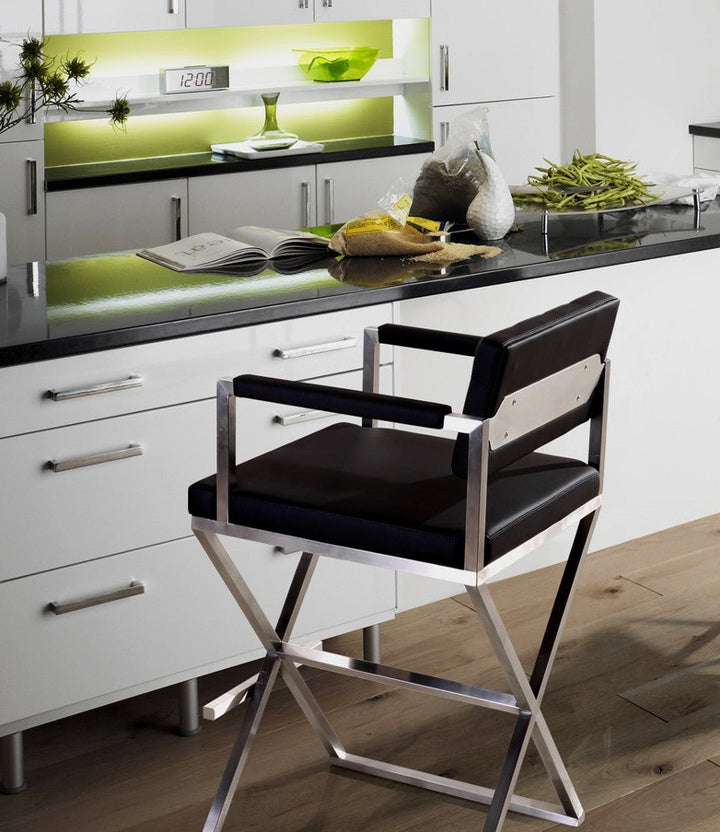 DIRECTOR COUNTER STOOL: BLACK | STAINLESS