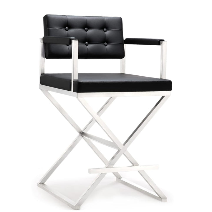 DIRECTOR COUNTER STOOL: BLACK | STAINLESS