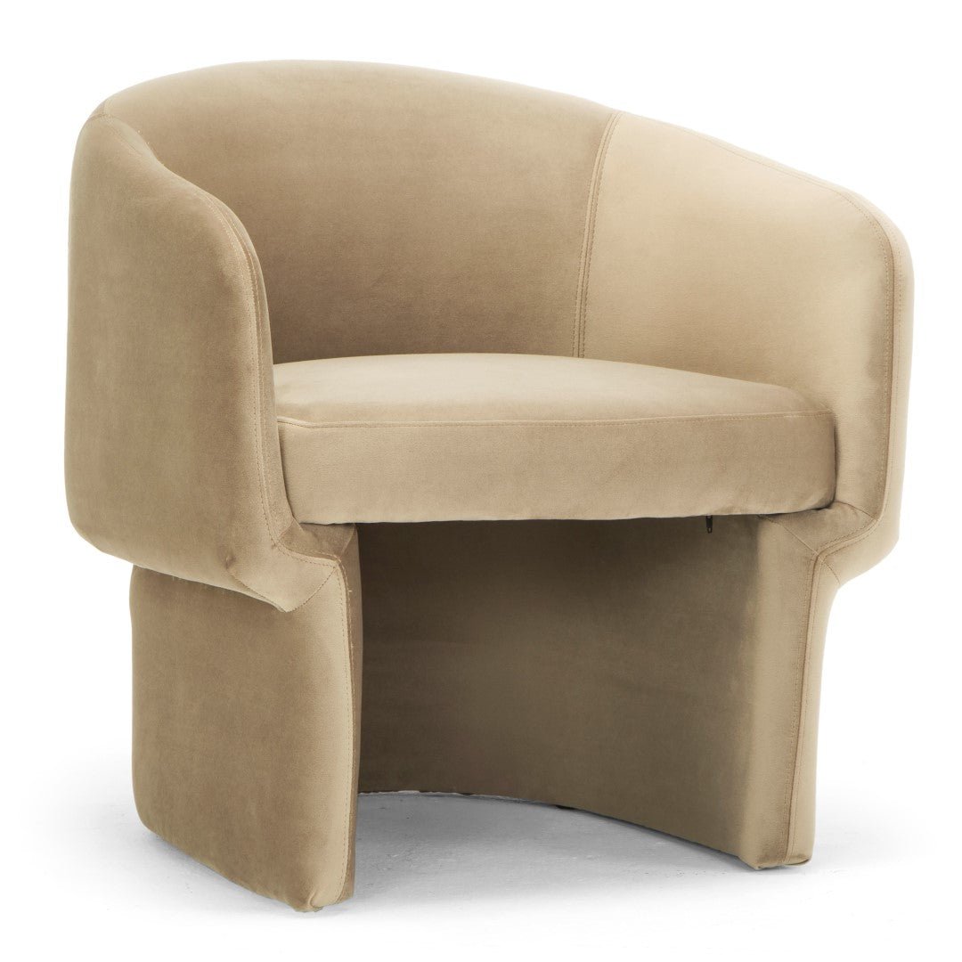 DITA TAUPE VELVET BARREL CHAIR