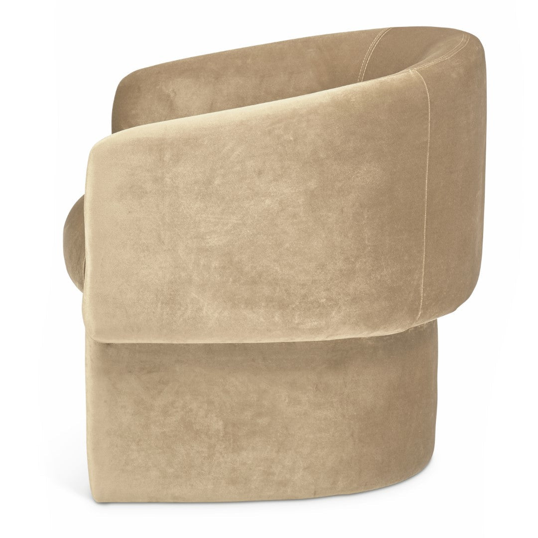 DITA TAUPE VELVET BARREL CHAIR