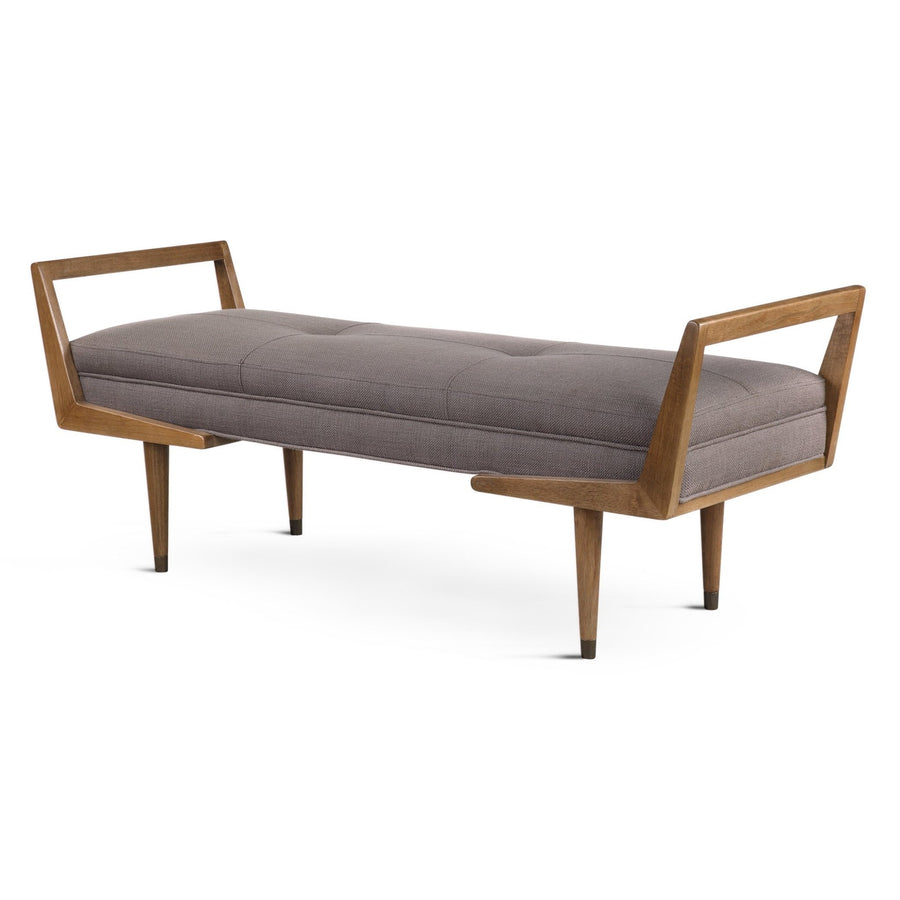 DRAPER MID - CENTURY MODERN BENCH: TAUPE - GREY