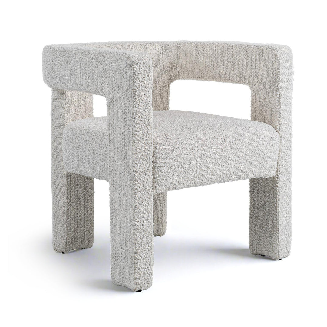 Drea white bouclé dining chair, cozy