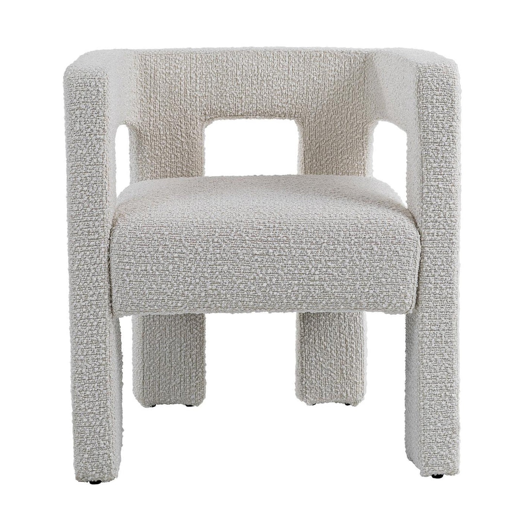 DREA WHITE BOUCLE DINING CHAIR