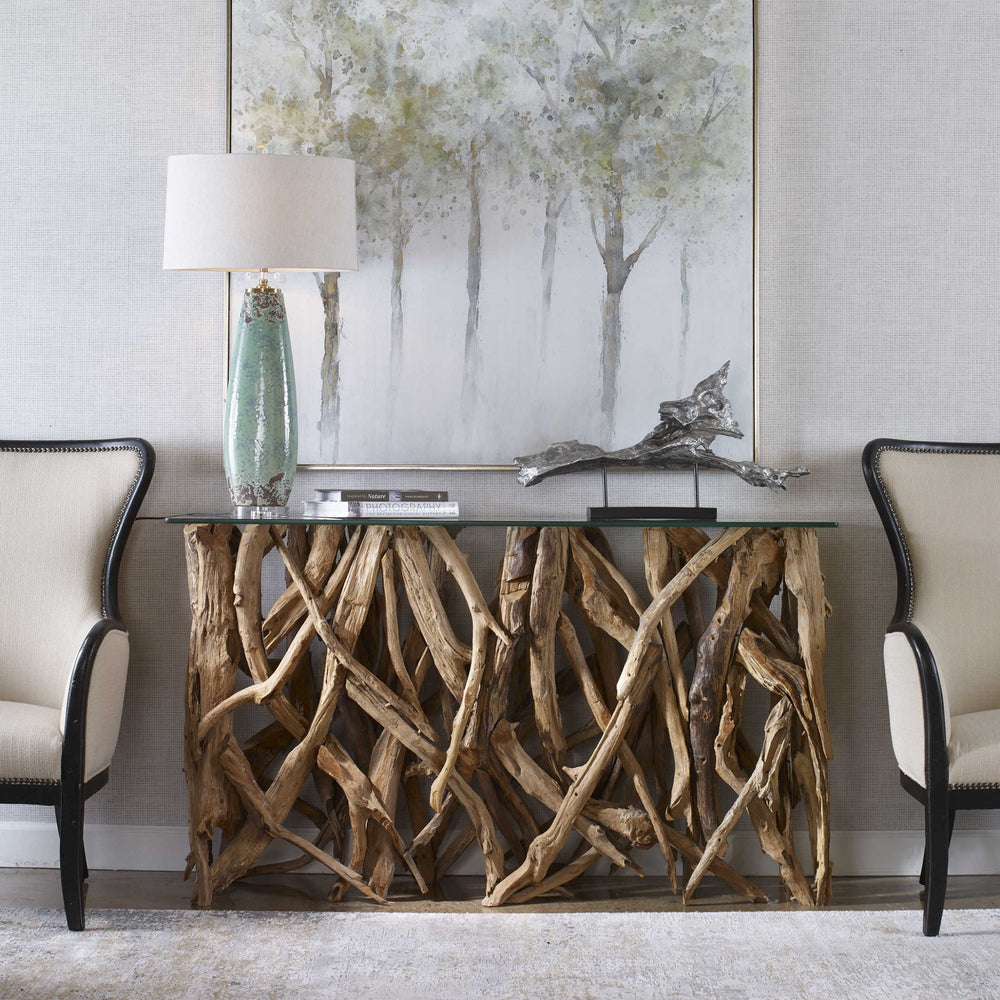 DRIFTED TEAK ROOT CONSOLE TABLE