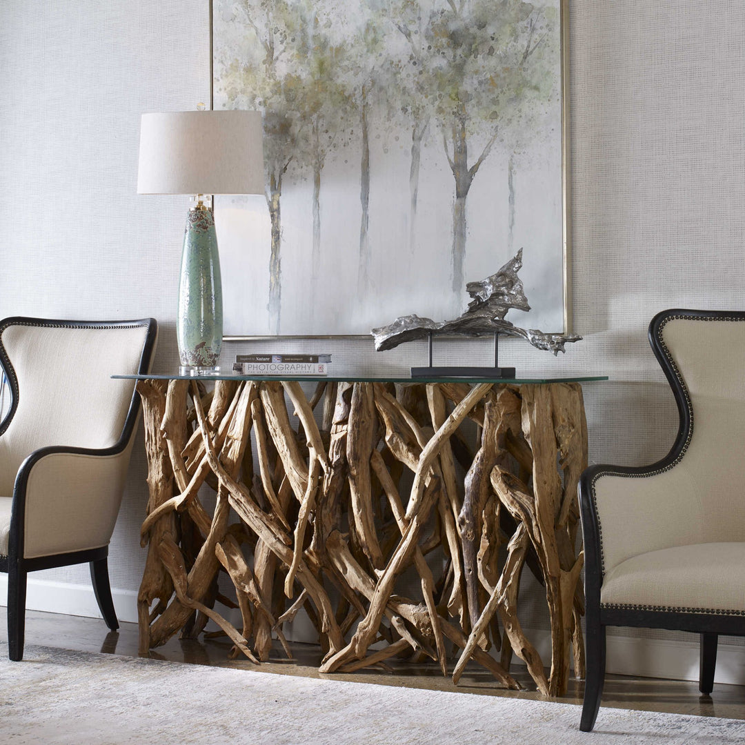 DRIFTED TEAK ROOT CONSOLE TABLE