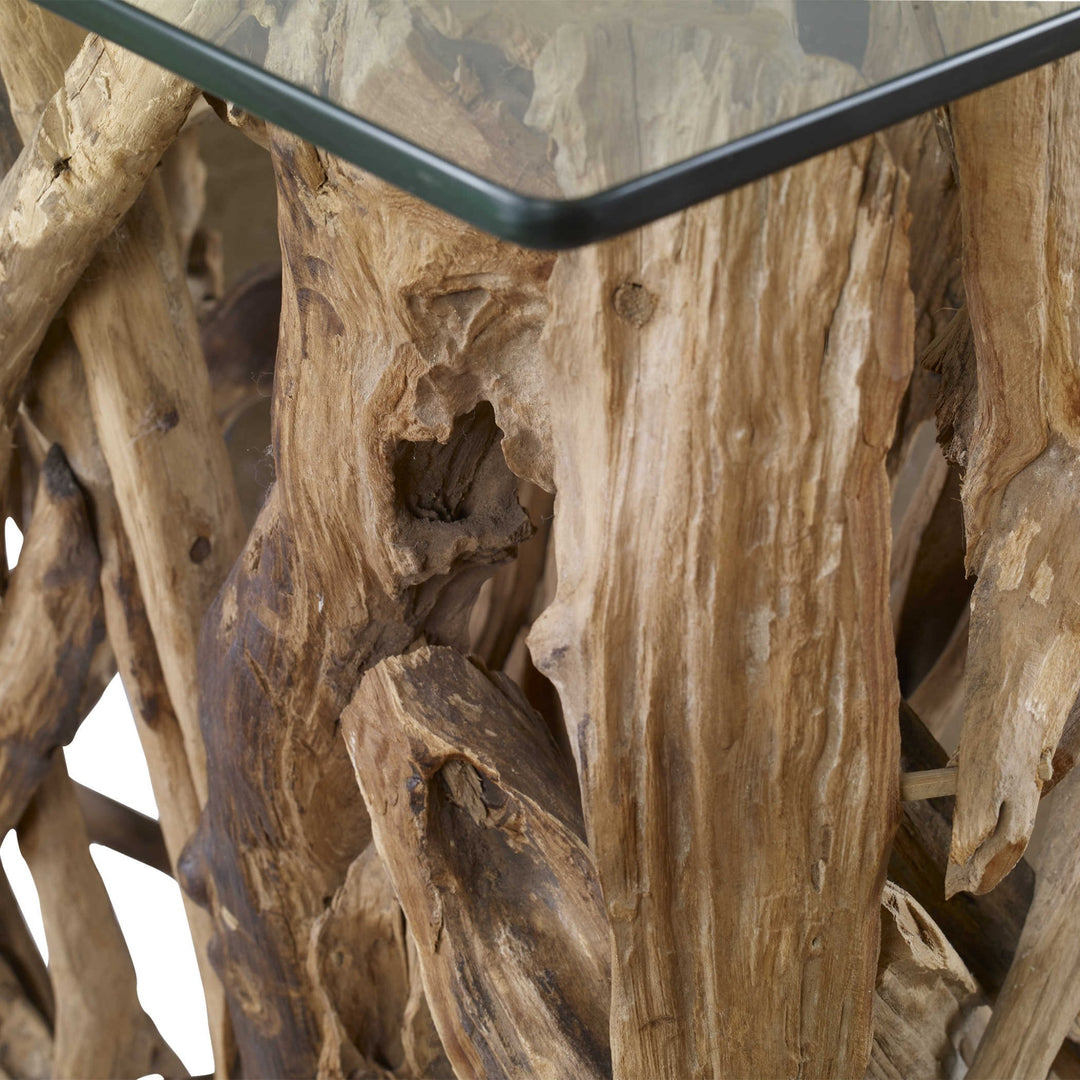 DRIFTED TEAK ROOT CONSOLE TABLE