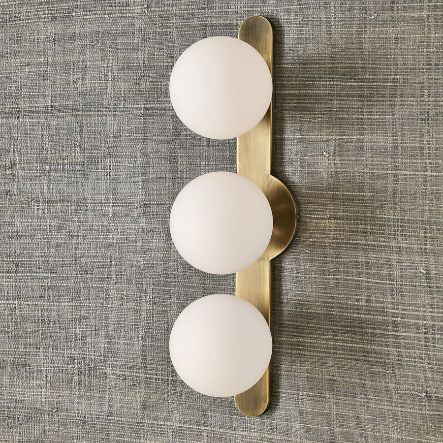 DROPLET 3 LIGHT ANTIQUE BRASS SCONCE