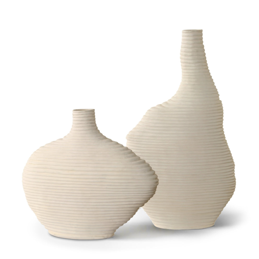 DUOSTACKED MATTE WHITE VASES | SET OF 2