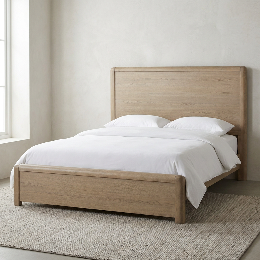 CECIL NATURAL OAK PANEL BED