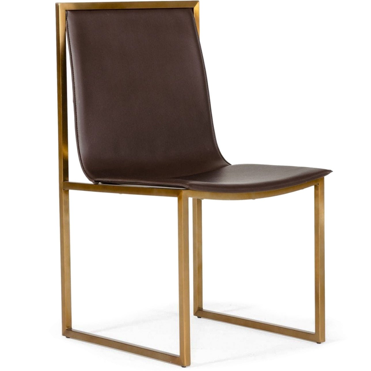 EASY RIDER BROWN LEATHERETTE + BRASS DINING CHAIR | SET OF 2 ...
