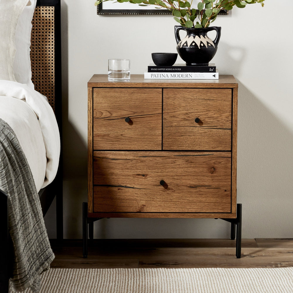 EATON AMBER OAK & RESIN NIGHTSTAND