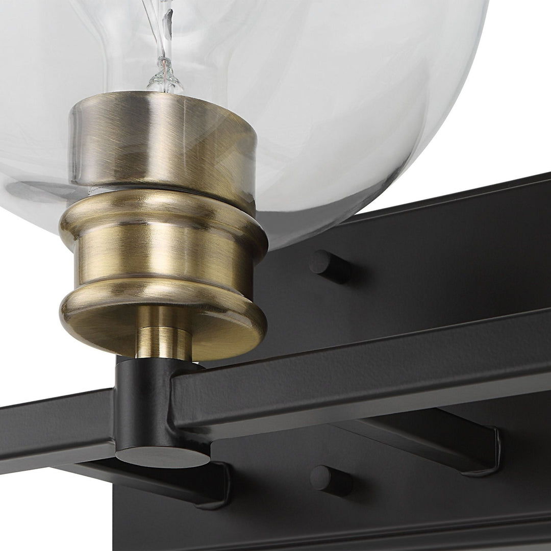 EDISON BLACK & ANTIQUE BRASS VANITY LIGHT