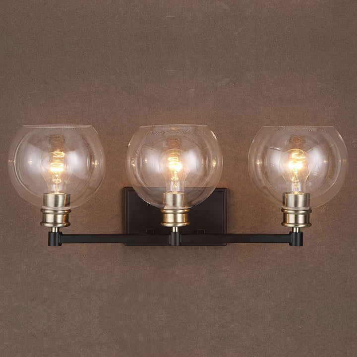 EDISON BLACK & ANTIQUE BRASS VANITY LIGHT