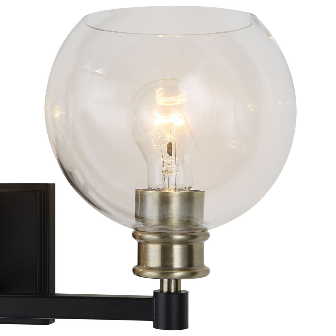 EDISON BLACK & ANTIQUE BRASS VANITY LIGHT