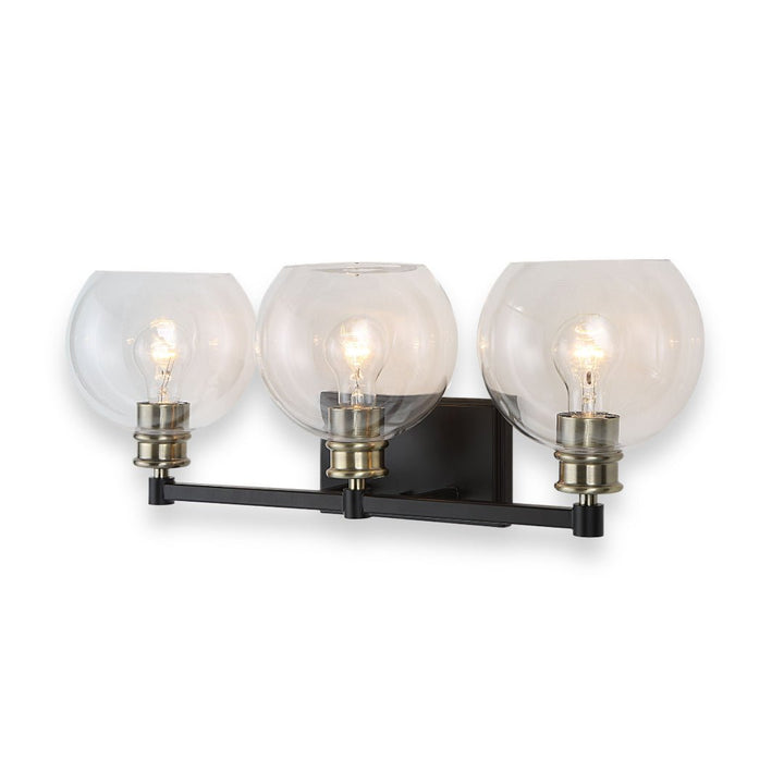 EDISON BLACK & ANTIQUE BRASS VANITY LIGHT