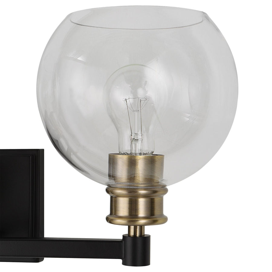 EDISON BLACK & ANTIQUE BRASS VANITY LIGHT