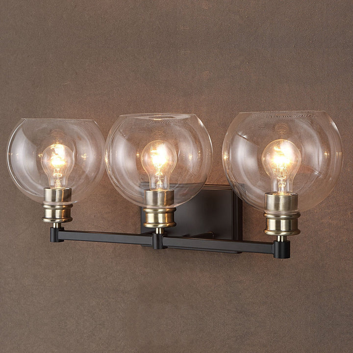 EDISON BLACK & ANTIQUE BRASS VANITY LIGHT