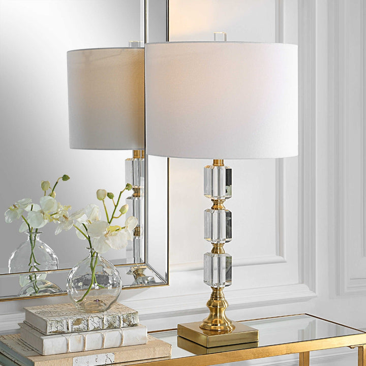 EDITH CRYSTAL + PLATED BRASS TABLE LAMP