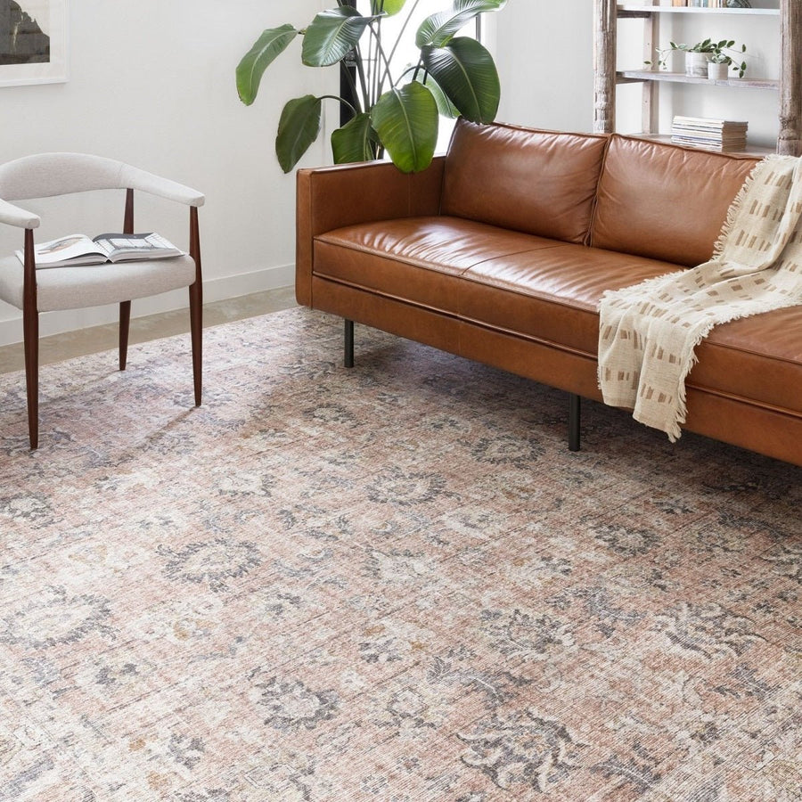 EDITH VINTAGE PRINT RUG: GRAY, APRICOT