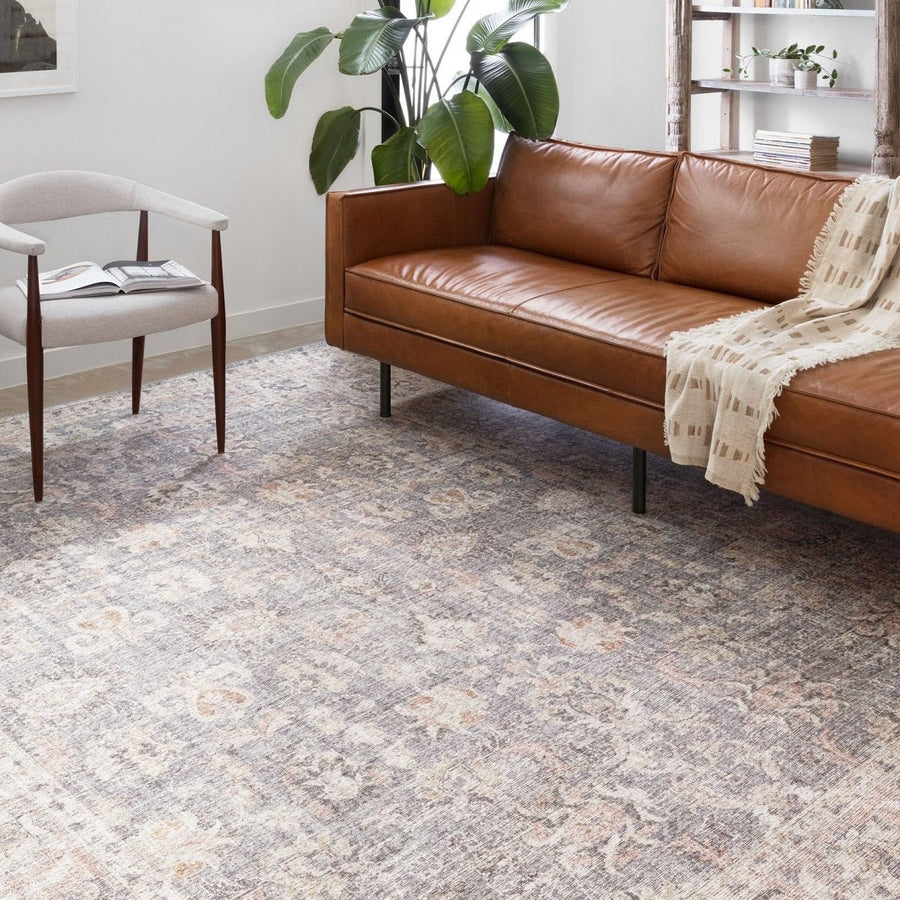EDITH VINTAGE PRINT RUG: GRAY, APRICOT