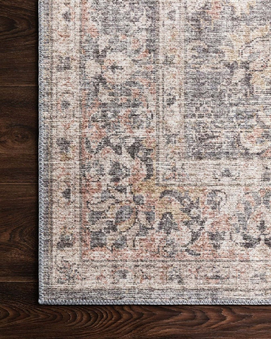 EDITH VINTAGE PRINT RUG: GRAY, APRICOT