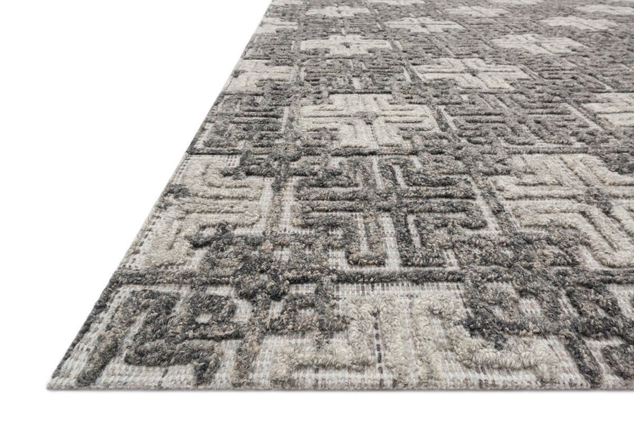 EHREN 01 TEXTURED WOOL RUG: CHARCOAL, FOG